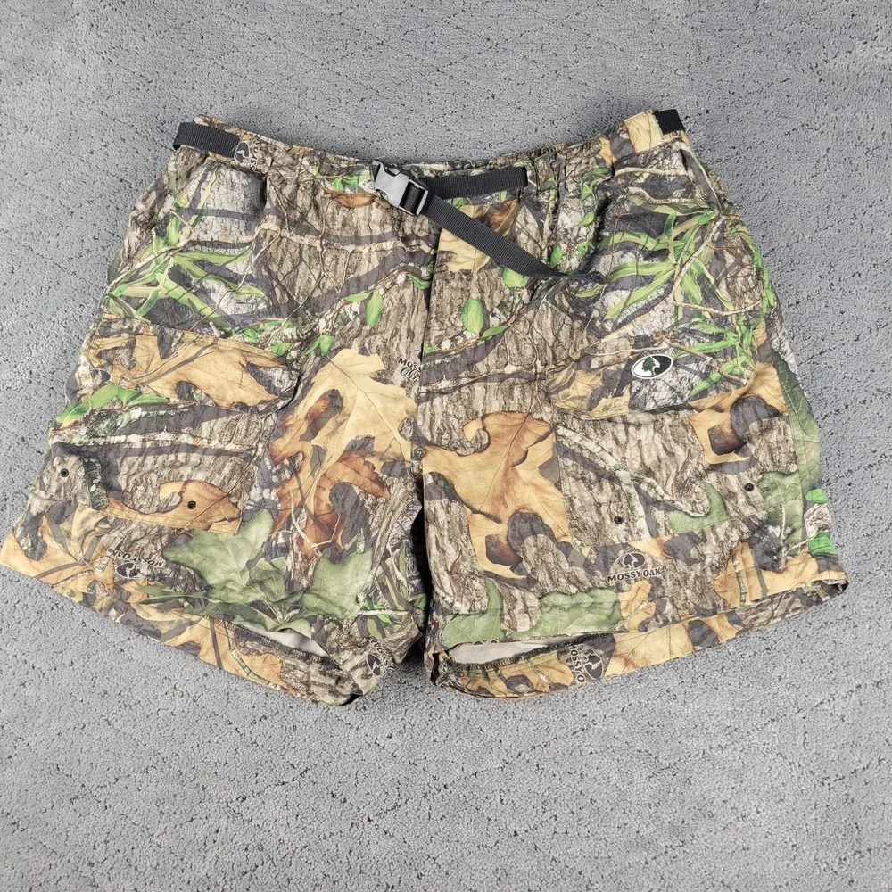 Mossy Oak Cargo Shorts Mens 2XL Camo Belted Hunting Outdoors Camping Hiking
